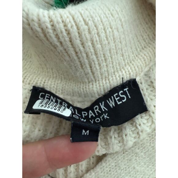 Central Park West Clementine Cream Green Striped Knit Polo Knit Sweater M - Picture 12 of 12